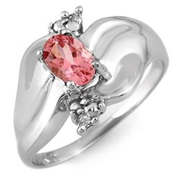 0.54 CTW Pink Tourmaline & Diamond Ring 18K White Gold - REF-48F2N - 11259