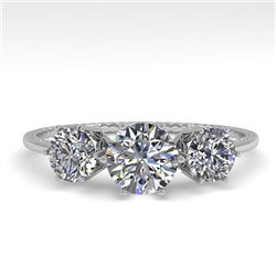 1 CTW Past Present Future Certified VS/SI Diamond Ring 18K White Gold - REF-157M5F - 35904