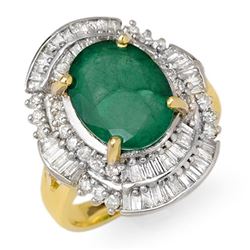 5.95 CTW Emerald & Diamond Ring 14K Yellow Gold - REF-118Y4X - 12963