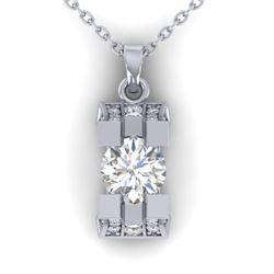 1.15 CTW Certified VS/SI Diamond Art Deco Stud Necklace 14K White Gold - REF-123W3H - 30291