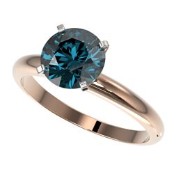 2 CTW Certified Intense Blue SI Diamond Solitaire Engagement Ring 10K Rose Gold - REF-417F6N - 32939