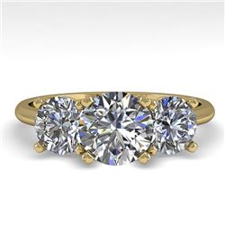 2 CTW VS/SI Diamond Past Present Future Designer Ring 18K Yellow Gold - REF-407M3F - 32464