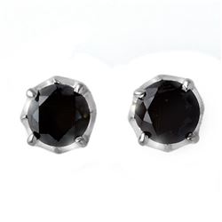 2.50 CTW VS Certified Black Diamond Solitaire Stud Earrings 14K White Gold - REF-74H7M - 11802