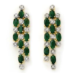 4.03 CTW Emerald & Diamond Earrings 14K Yellow Gold - REF-109Y3X - 14279