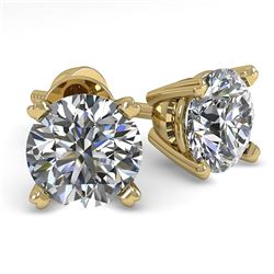 1.0 CTW VS/SI Diamond Stud Designer Earrings 14K Yellow Gold - REF-120F2N - 38354