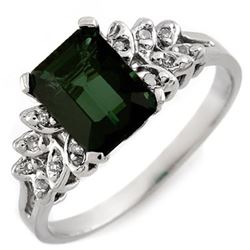 2.12 CTW Green Tourmaline & Diamond Ring 10K White Gold - REF-37V8Y - 11117