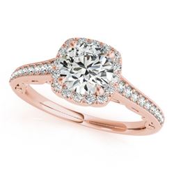 0.75 CTW Certified VS/SI Diamond Solitaire Halo Ring 18K Rose Gold - REF-98M4F - 26540