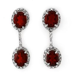 8.10 CTW Garnet & Diamond Earrings 14K White Gold - REF-46N2A - 10021