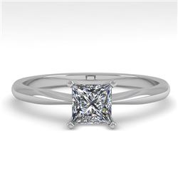 0.55 CTW Princess Cut VS/SI Diamond Engagement Designer Ring 18K White Gold - REF-102H2M - 32394