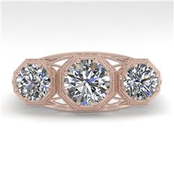 2 CTW Past Present Future VS/SI Diamond Ring 18K Rose Gold - REF-421V6Y - 36062