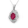 Image 1 : 3.87 CTW Ruby & Diamond Pendant 18K White Gold - REF-90N9A - 14362