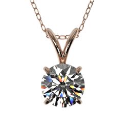 0.75 CTW Certified H-SI/I Quality Diamond Solitaire Necklace 10K Rose Gold - REF-97F5N - 33173