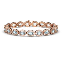 14.82 CTW Sky Topaz & Diamond Bracelet Rose Gold 10K Rose Gold - REF-228X2R - 40482