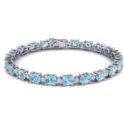 19.7 CTW Sky Blue Topaz & VS/SI Certified Diamond Eternity Bracelet 10K White Gold - REF-98W2H - 293