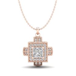 0.84 CTW Princess VS/SI Diamond Micro Pave Necklace 18K Rose Gold - REF-149W3H - 37191