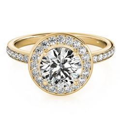 1.65 CTW Certified VS/SI Diamond Solitaire Halo Ring 18K Yellow Gold - REF-576N5A - 26990