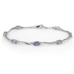 4.02 CTW Tanzanite & Diamond Bracelet 10K White Gold - REF-54H2M - 10942