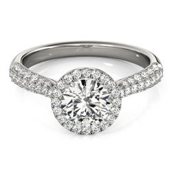 1.40 CTW Certified VS/SI Diamond Solitaire Halo Ring 18K White Gold - REF-380X2R - 26185