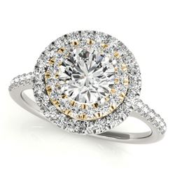 1 CTW Certified VS/SI Diamond Solitaire Halo Ring 18K White & Yellow Gold - REF-144K5W - 26219