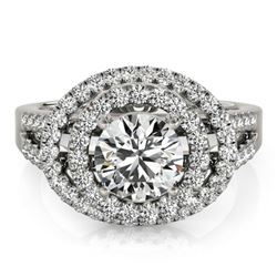 1.75 CTW Certified VS/SI Diamond Solitaire Halo Ring 18K White Gold - REF-438Y4X - 26925