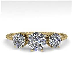 1 CTW Past Present Future Certified VS/SI Diamond Ring 18K Yellow Gold - REF-157W5H - 35905