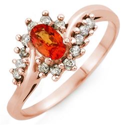 0.55 CTW Orange Sapphire & Diamond Ring 18K Rose Gold - REF-38A5V - 10101