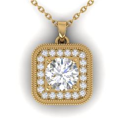 1.32 CTW Certified VS/SI Diamond Art Deco Micro Halo Necklace 14K Yellow Gold - REF-193Y3X - 30503