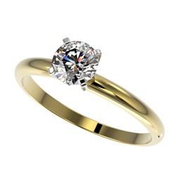 0.77 CTW Certified H-SI/I Quality Diamond Solitaire Engagement Ring 10K Yellow Gold - REF-118V2Y - 3