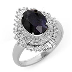 3.01 CTW Blue Sapphire & Diamond Ring 18K White Gold - REF-74A4V - 13115