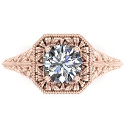 1 CTW Solitaire Certified VS/SI Diamond Ring 14K Rose Gold - REF-289X6R - 38527