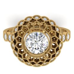 1.50 CTW Certified VS/SI Diamond Art Deco Ring 14K Yellow Gold - REF-382F4N - 30554