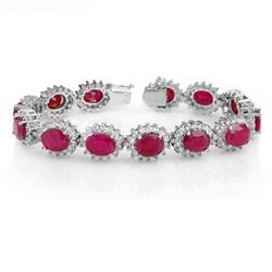 42.12 CTW Ruby & Diamond Bracelet 14K White Gold - REF-618H2M - 14054