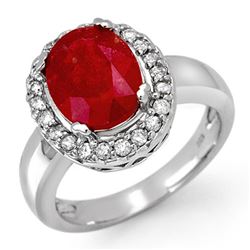 4.65 CTW Ruby & Diamond Ring 10K White Gold - REF-52A2V - 11905