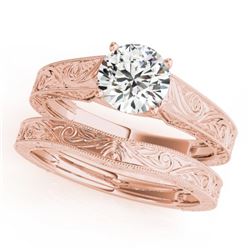 1 CTW Certified VS/SI Diamond Solitaire 2Pc Wedding Set 14K Rose Gold - REF-364K2W - 31869