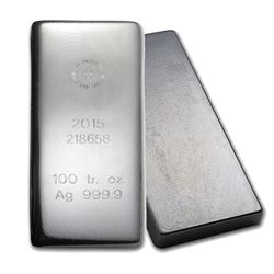 One piece 100 oz 0.999 Fine Silver Bar Republic Metals Corporation-57949