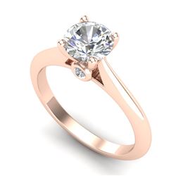 1.08 CTW VS/SI Diamond Solitaire Art Deco Ring 18K Rose Gold - REF-361W8H - 37287