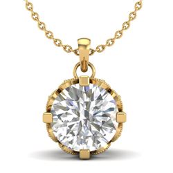 1.50 CTW VS/SI Diamond Solitaire Art Deco Stud Necklace 18K Yellow Gold - REF-363X5R - 36847
