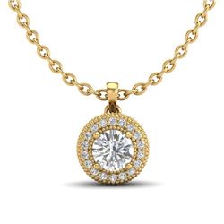 1 CTW VS/SI Diamond Solitaire Art Deco Stud Necklace 18K Yellow Gold - REF-180A2V - 36967