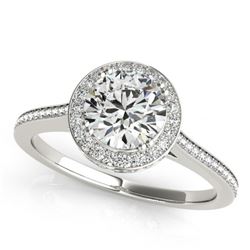 1.55 CTW Certified VS/SI Diamond Solitaire Halo Ring 18K White Gold - REF-412F5N - 26365