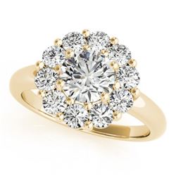 1.38 CTW Certified VS/SI Diamond Solitaire Halo Ring 18K Yellow Gold - REF-226H2M - 27014