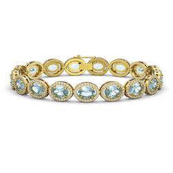 18.38 CTW Aquamarine & Diamond Bracelet Yellow Gold 10K Yellow Gold - REF-320X9R - 40627
