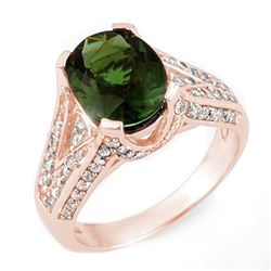 4.55 CTW Green Tourmaline & Diamond Ring 14K Rose Gold - REF-121A5V - 11605