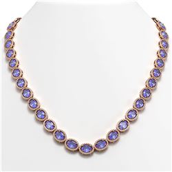 48.65 CTW Tanzanite & Diamond Necklace Rose Gold 10K Rose Gold - REF-797V3Y - 40563