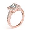 Image 4 : 1.05 CTW Certified VS/SI Princess Diamond Solitaire Halo Ring 18K Rose Gold - REF-218M2F - 27118