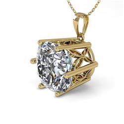 1 CTW VS/SI Cushion Cut Diamond Solitaire Necklace 18K Yellow Gold - REF-285N2A - 35872