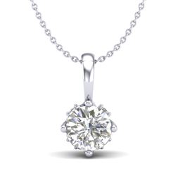 0.62 CTW VS/SI Diamond Solitaire Art Deco Stud Necklace 18K White Gold - REF-101Y8X - 37022