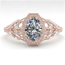 1.0 CTW VS/SI Oval Diamond Solitaire Engagement Ring Deco Size 7 18K Rose Gold - REF-299W4H - 36038