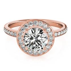 1.65 CTW Certified VS/SI Diamond Solitaire Halo Ring 18K Rose Gold - REF-576X5R - 26989