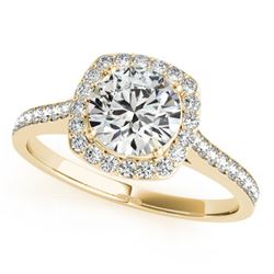 1.40 CTW Certified VS/SI Diamond Solitaire Halo Ring 18K Yellow Gold - REF-382R4K - 26876