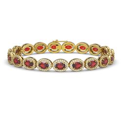 14.63 CTW Garnet & Diamond Bracelet Yellow Gold 10K Yellow Gold - REF-228M2F - 40498
